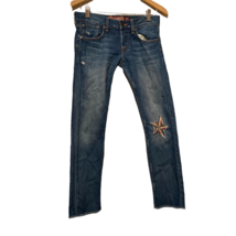 Lucky Legend Sienna Tomboy Cropped Jeans Blue Star Patches Vintage 00/24... - £15.30 GBP