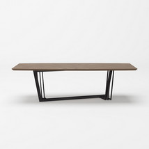 107 Inch Walnut And Black Rectangular Geo Trestle Wood Dining Table - $3,425.66 CAD