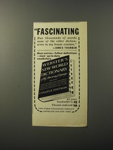 1953 Webster&#39;s New World Dictionary Advertisement - Fascinating - £14.78 GBP