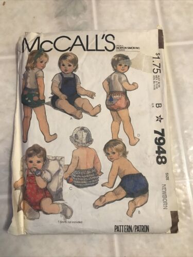 McCalls 7948 Baby Infant Rompers Panties Transfer Sewing Pattern Newborn UNCUT  - £25.74 GBP