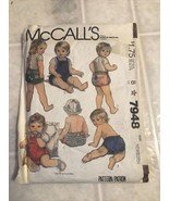 McCalls 7948 Baby Infant Rompers Panties Transfer Sewing Pattern Newborn... - £25.70 GBP