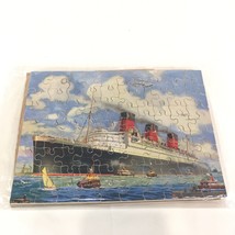 Vintage VICTORY Wooden JIG-SAW PUZZLE of the Cunard Liner Queen Mary Shi... - $84.15