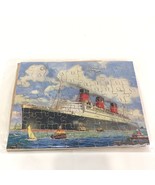 Vintage VICTORY Wooden JIG-SAW PUZZLE of the Cunard Liner Queen Mary Ship 1930's - $84.15