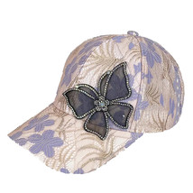 Lace Flower Leaf Peaked Cap Female Sun Protection Sun Baseball Hat Rhinestone Bu - £10.63 GBP