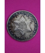 Naturally Toned 1855 Trime 3 Three Cent Silver Dime Guaranteed Authentic... - $410.29 CAD