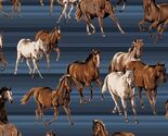 Fleece Stallions Horses Equestrian Blue Fleece Fabric Print by the Yard ... - $14.97