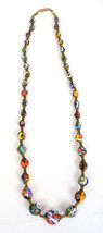 Venetian Murano Millefiori Glass Bead Graduated Necklace - £79.60 GBP