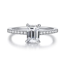 925 Silver Sharp Prongs 1ct Emerald Cut 5*7mm Moissanite VVS Engagement Wedding  - £59.70 GBP