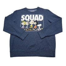 Peanuts Sweater Mens M Blue Crew Neck Long Sleeve Graphic Print Pullover - $18.69