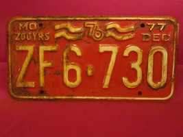 LICENSE PLATE Car Tag 1976 1977 MISSOURI 200 YRS ZF6 730 [Y13B - £5.28 GBP