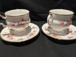 Antique set (2) handpainted cup&amp;saucer, marked ELISABETHAN, fine bone China - £38.66 GBP