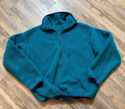 Vtg Columbia Half Zip Fleece Pullover Jacket Women&#39;s Small Teal Made in USA - $28.86