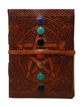 18 cm Star Stone 3D Emboss Leather Blank Book grimoire leather journal b... - £26.07 GBP