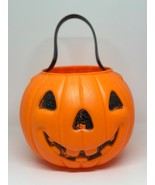 VTG Halloween Blow Mold Plastic Jack-O-Lantern Pumpkin Candy Bucket Pail... - $14.83