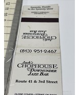 Matchbook Cover  Jack’s Chophouse  &amp; Downunder Jazz Bar  Sarasota, FL  gmg - $17.13 CAD