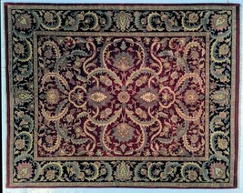 Thick 9x12 Burgundy Traditional Handmade Rug New Indian Jaipur Carpet - £1,199.96 GBP