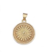 14K yellow gold sunshine pendant coin medal real solid sun necklace - €300,68 EUR 14K yellow gold sunshine pendant coin medal real solid sun necklace - €300,68 EUR