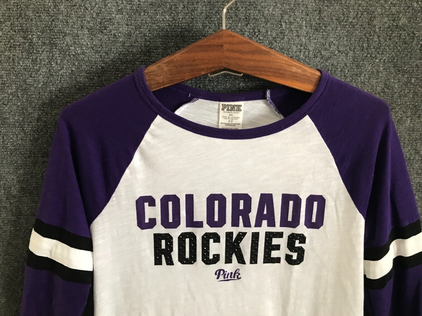 Colorado Rockies Victoria's Secret (PINK) Womens T-Shirt Size SP 3/4 Sleeve Item image 2