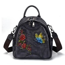 New Leather Zipper Soft Handle Embossing  Prints Multifunction Women Backpack Sh - £112.36 GBP