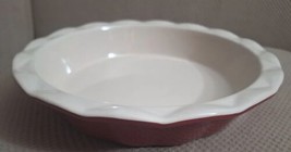 Good Cook Red+Cream Ceramic Stoneware Glaze 9&quot; Pie Plate Dish W/Fluted E... - £11.09 GBP