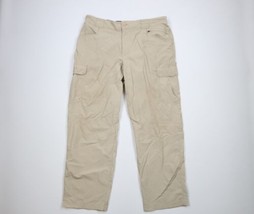 Vtg Cabelas Guidewear Mens XL Distressed Spell Out Wide Leg Cargo Pants Beige - £29.56 GBP