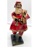 Christmas Folk Art Paper Mache Old World Santa Clause Figure Bell Mexico 9&quot; - $22.00