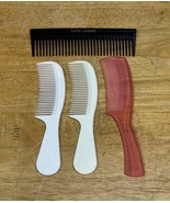 Estee Lauder Plastic Hair Combs Wide Tooth Pink &amp; White Black Lot Vtg - $363.64 MXN