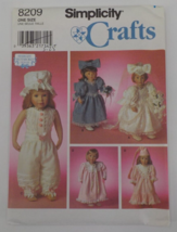 Simplicity Crafts Pattern #8209 18" Doll Clothes Bridal Gown Bridesmd Uncut 1998 - £7.85 GBP