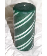 Partylite Candy Cane Pillar Green and White Party Lite - £9.43 GBP