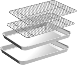 Quarter Sheet Pan with Cooling Rack Set [2 Baking Sheets + 2 Baking Rack... - $78.76 CAD