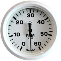 Faria Dress White 4&quot; Tachometer - 6000 RPM (Gas) (Inboard &amp; I/O) - £76.08 GBP