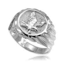925 Pure Sterling Silver American Eagle Men's Ring All / Any Size Made in USA - $62.30