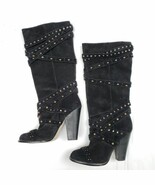 Rachel Rachel Roy ROCKOUT Women’s 7.5 Black Suede Studded Tall Boots Str... - $24.74