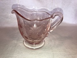 Pink Etched Depression Glass Creamer Mint - £20.09 GBP