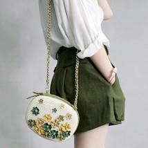  Bohemia Straw Handbag Candy color Rivet Floral Carrying Tote Shoulder Handbag - £31.81 GBP