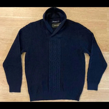 Nwt Msrp $89 Men Sweater Nautica Beautiful Cotton High V Collar Navy Blue Large - £28.01 GBP