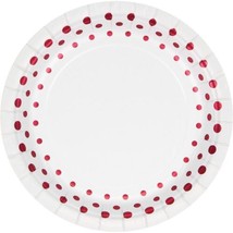 Holiday Sparkle Foil 8 Ct 7&quot; Red Dessert Cake Plates Christmas - $3.95