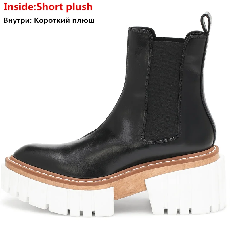 MORAZORA Size 34-43  Leather Boots Women  Chelsea Boots Square Ankle Boots Short - £314.78 GBP