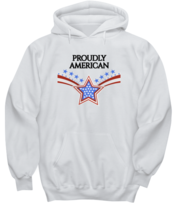 Independence Day Hoodie Proudly American White-H - £25.61 GBP