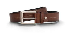 Mens belt classic with central stitching vegan leather buckle adjustable... - $47.24