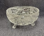 Vintage Estate Crystal Cut Glass Saw Tooth Edge 3 Footed Trinket Nut Bow... - £11.65 GBP