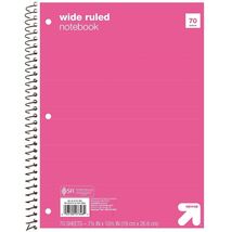 up&amp;up Wide Ruled 1 Subject Spiral Notebook Pink 70 Pages 3 Hole Punched - $10.99