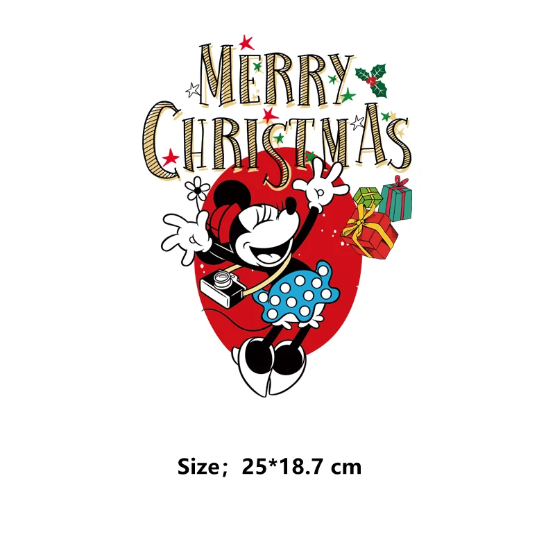 Play  Merry Christmas minnie and mickey mouse Clothing patches thermo-stickers f - £22.91 GBP