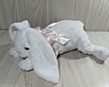 Bearington Collection 13&quot; white pink dot bow plush bunny rabbit laying l... - $29.69