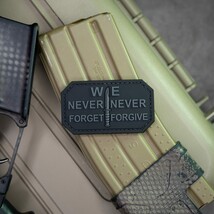 We Never Forget We Never Forgive PVC Rubber Morale Patch  Hook Backed b... - £8.51 GBP