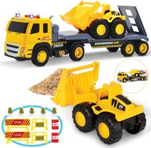 Flatbed Truck with Excavator - 1:12 Scale, Lights &amp; Sounds for Kids Ages 3+ - $38.99