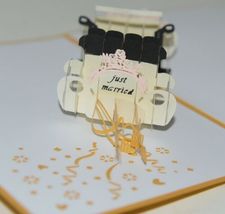 Lovepop LP1217 Wedding Car Just Married Pop Up Card White Envelope Cellophane image 4