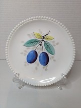 Vintage Westmoreland Milk Glass Salad Lunch Plate 7&quot; Beaded Edge Plums F... - £8.88 GBP