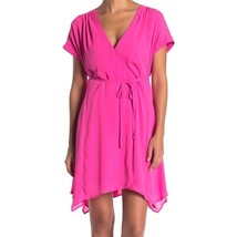 One One Six fuchsia pink waist tie faux wrap short sleeve dress small MS... - $24.99