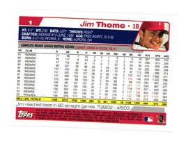 2004 Topps #1 Jim Thome Philadelphia Phillies - £3.18 GBP